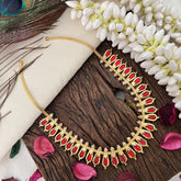 Vriksham Traditional Kerala Naga Padam Neckpiece- Red-30 Petals-G17243